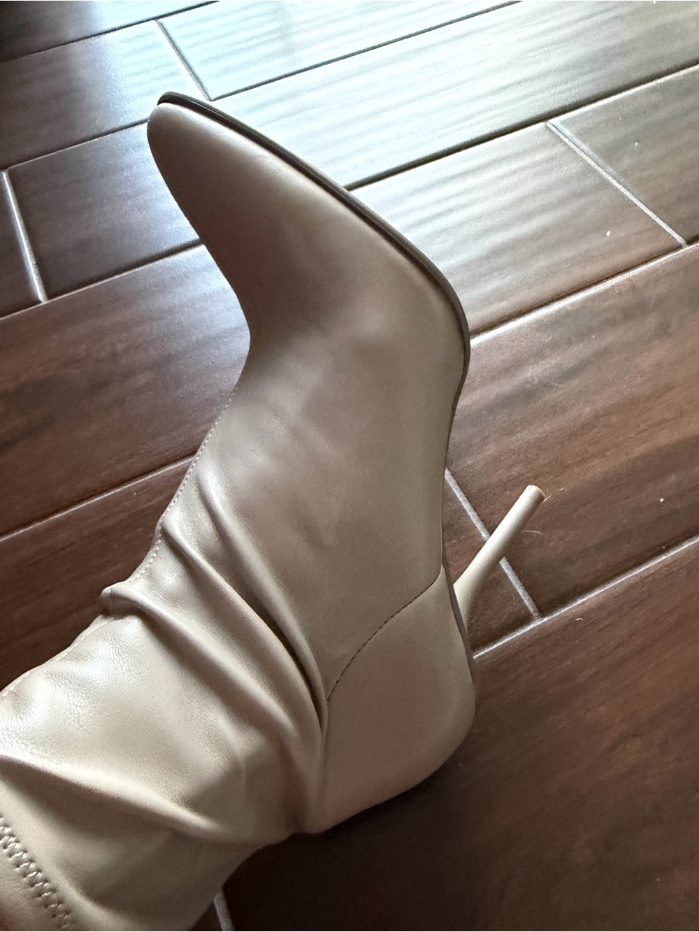 Zara Beige Pointed-Toe Stiletto Ankle Boot